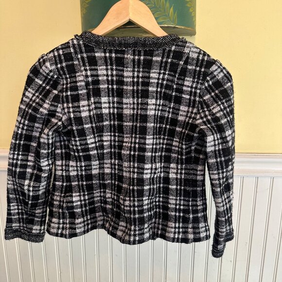 Elliott Lauren Womens Plaid Tweed Blazer Jacket Size 4 Black & White Wool Blend - Picture 2 of 6